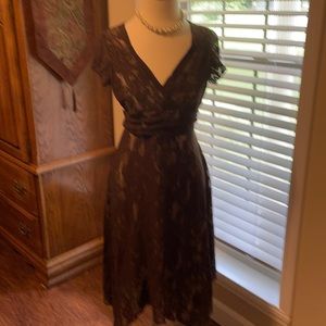 Brown lace overlay dress